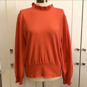 Paprika Red 2X Plus Size Pullover Sweater With Ruffle Edge Collar NEW FIRM PRICE